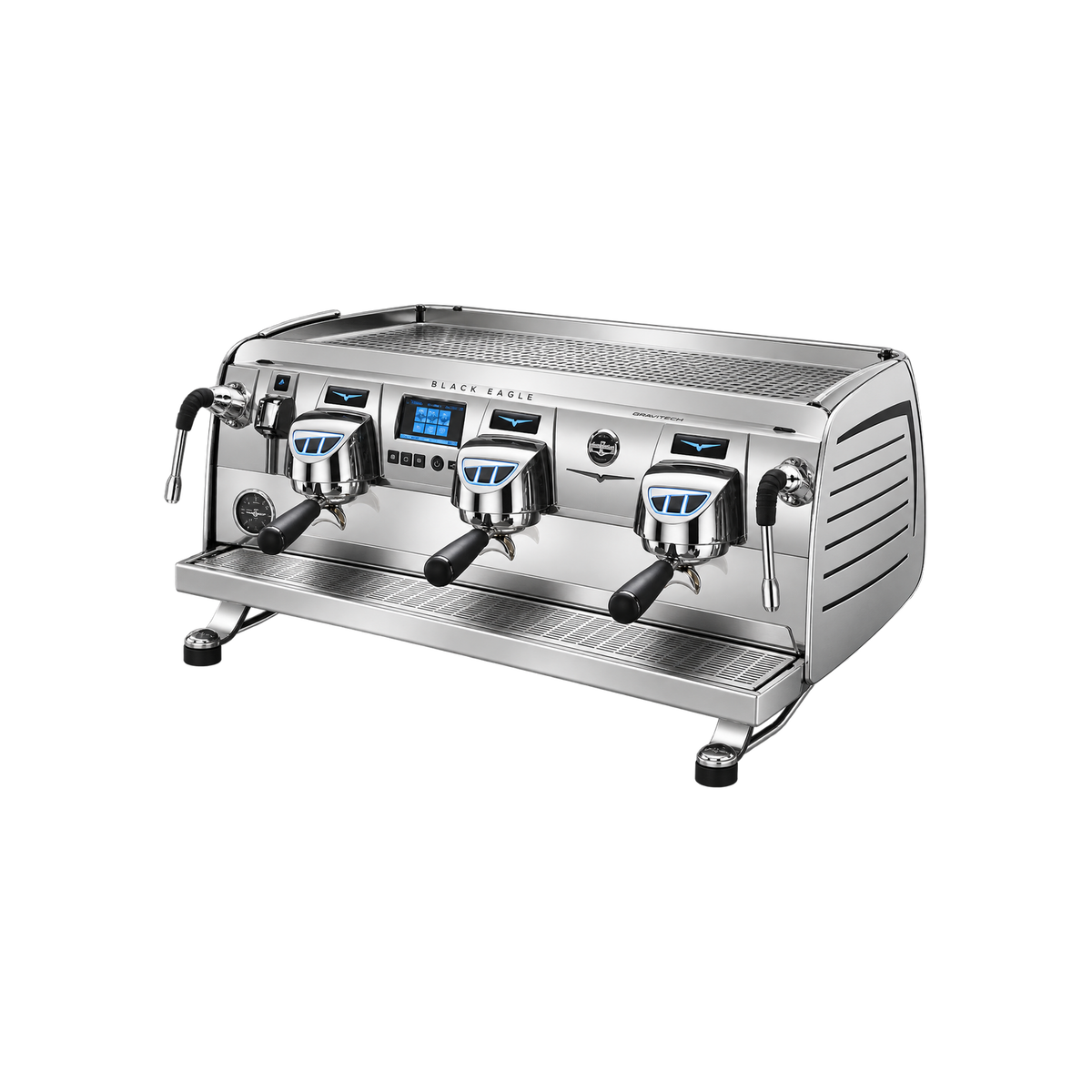 Victoria Arduino 388 Black Eagle Gravitech 3 Group — Steel / Without Easy Cream; consistent elevated view, square transparent image