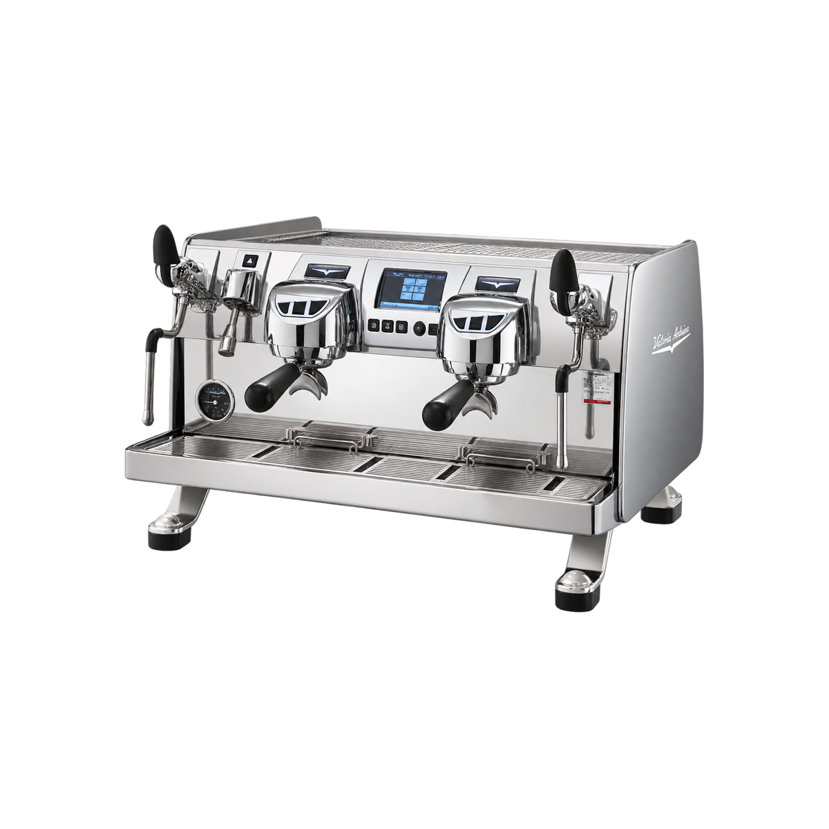 Victoria Arduino 388 Black Eagle Volumetric 2 Group — 2 Group / Silver, 2 Group / Stainless With Stainless Steel Eagle; consistent elevated view, square transparent image