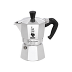 Bialetti Moka Express Coffee Maker - Silver — 3 Cups, 6 Cups; consistent elevated view, square transparent image