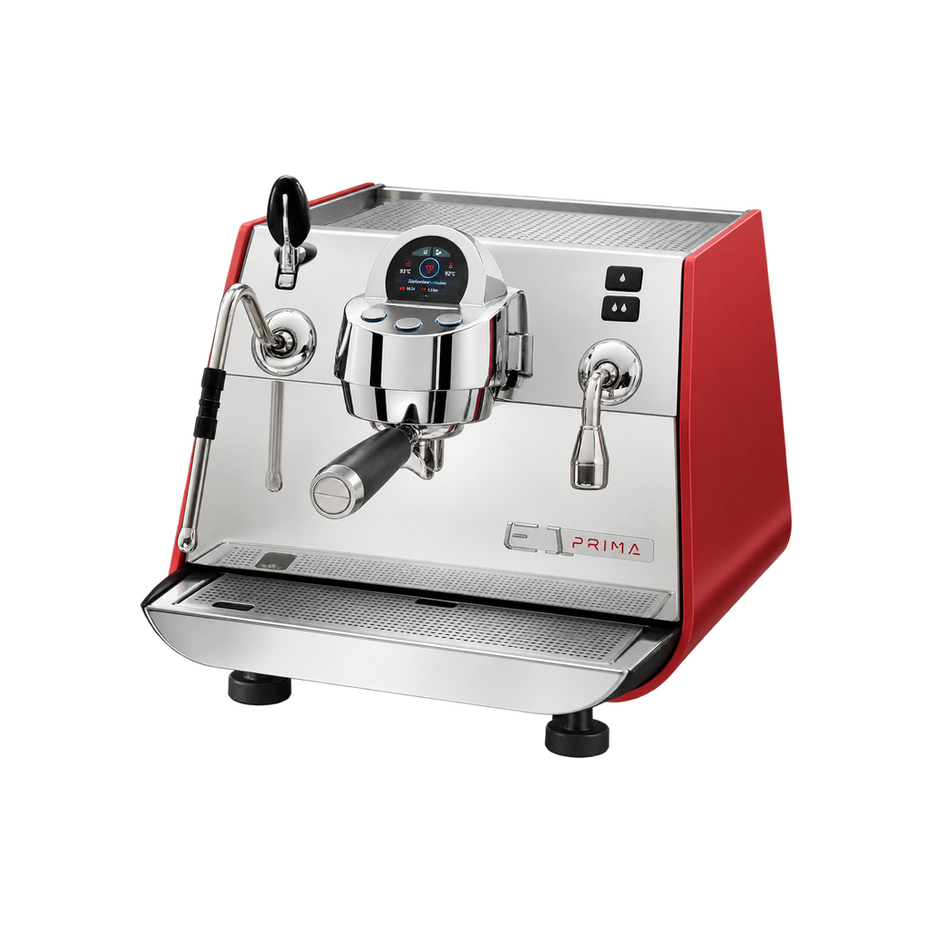 Victoria Arduino Eagle One Prima PRO – Single‑Group Precision Espresso Machine — Red; consistent elevated view, square transparent image
