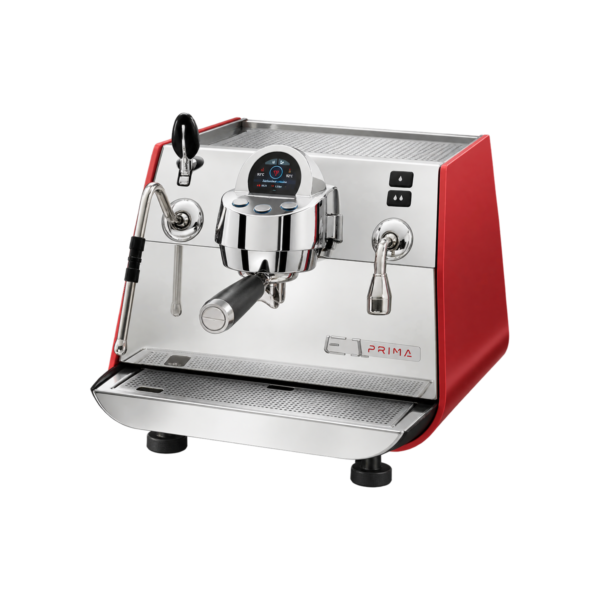 Victoria Arduino Eagle One Prima PRO – Single‑Group Precision Espresso Machine — Red; consistent elevated view, square transparent image