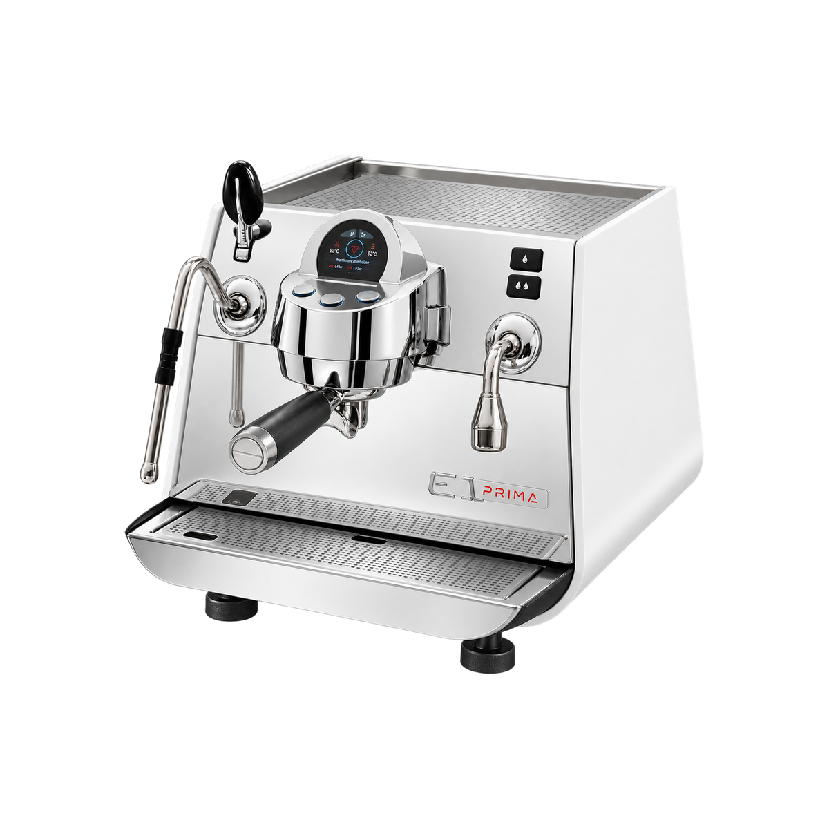 Victoria Arduino Eagle One Prima PRO – Single‑Group Precision Espresso Machine — White; consistent elevated view, square transparent image