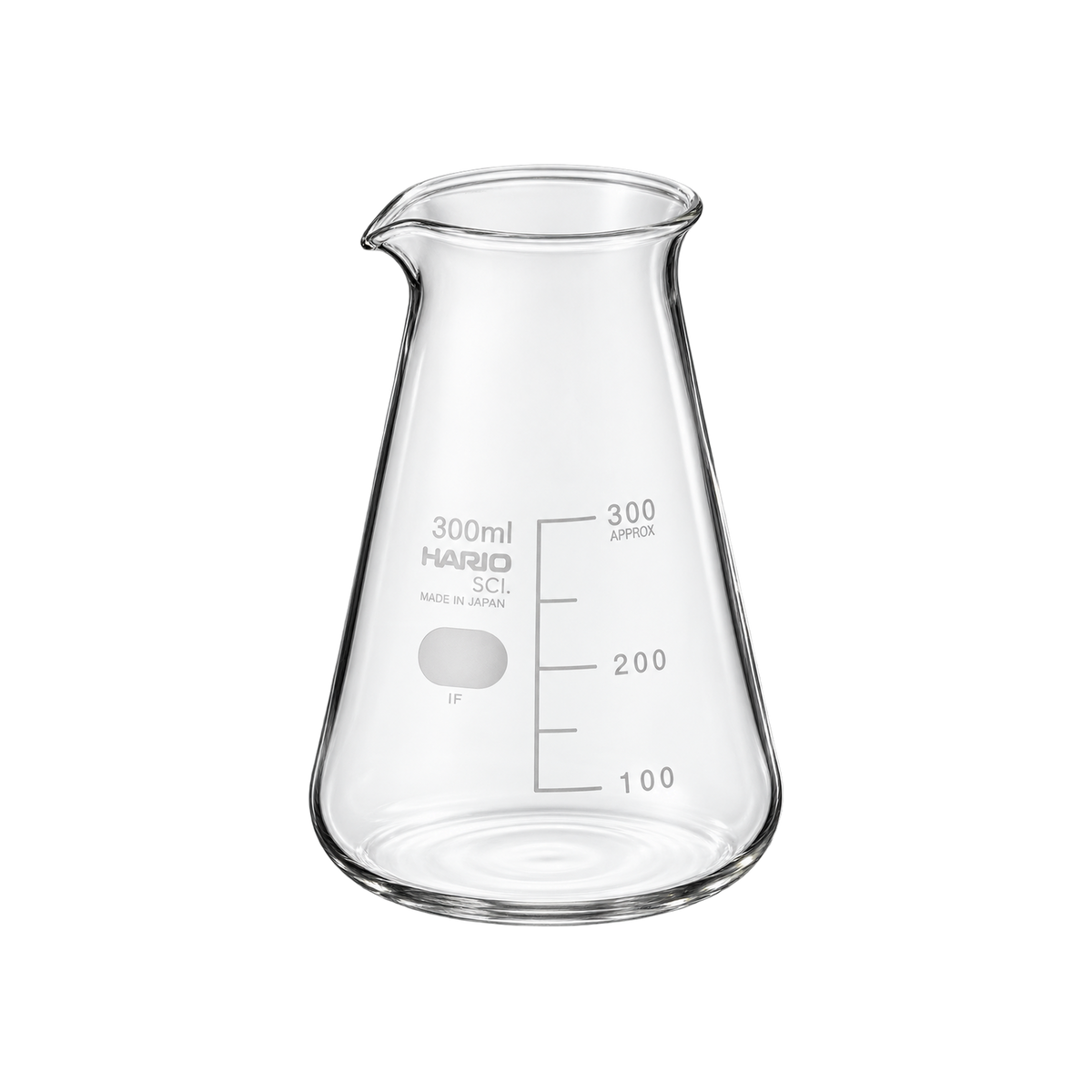 Hario Beaker 300ml — SCI CONICAL BEAKER; consistent elevated view, square transparent image