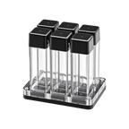 Normcore Coffee Bean Cellars with Stand — 6 Tubes / Transparent; consistent elevated view, square transparent image