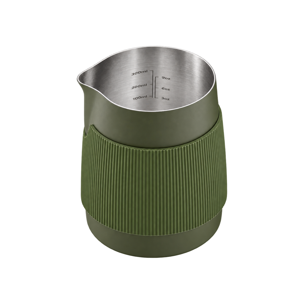 Normcore Handleless Milk Pitcher 450ml — Round Spout / Green; consistent elevated view, square transparent image