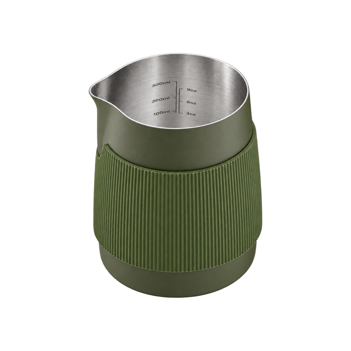 Normcore Handleless Milk Pitcher 450ml — Round Spout / Green; consistent elevated view, square transparent image