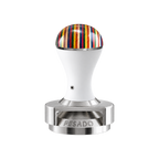 Pesado Tamper w/ Depth Adjuster 58.5mm — White Iris; consistent elevated view, square transparent image