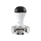 Pesado Tamper w/ Depth Adjuster 58.5mm — White & Black; consistent elevated view, square transparent image