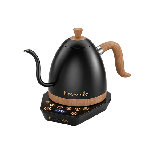 Brewista Artisan Gooseneck Kettle – 1.0L Electric Kettle — Matte Black / 1.0L; consistent elevated view, square transparent image