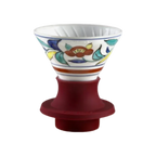 Hario Plum Motif Imari-Yaki Immersion switch dripper 02 — Wanli; consistent elevated view, square transparent image