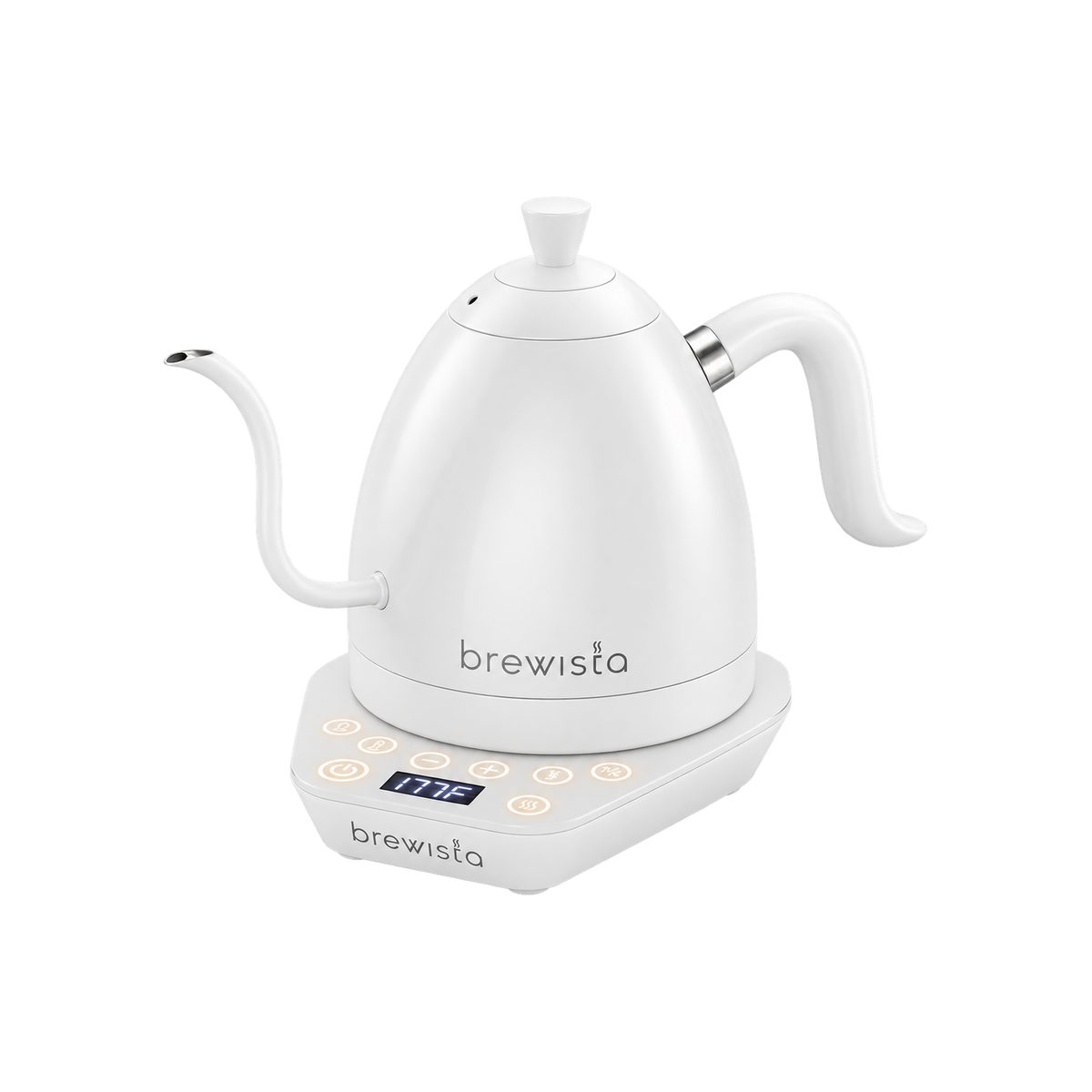 Brewista Artisan Gooseneck Kettle – 1.0L Electric Kettle — White / 1.0L; consistent elevated view, square transparent image