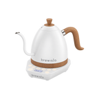 Brewista Artisan Gooseneck Kettle – 1.0L Electric Kettle — Matte White / 1.0L; consistent elevated view, square transparent image