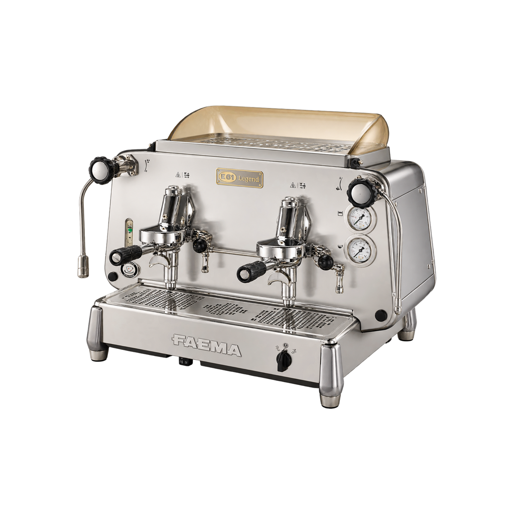 FAEMA E61 Legend Espresso Machine — 2 Group; consistent elevated view, square transparent image
