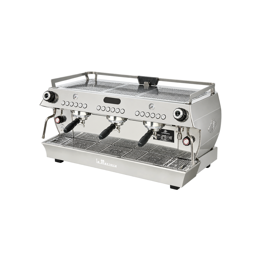 La Marzocco GB5 X AV Espresso Machine — 3 Group; consistent elevated view, square transparent image