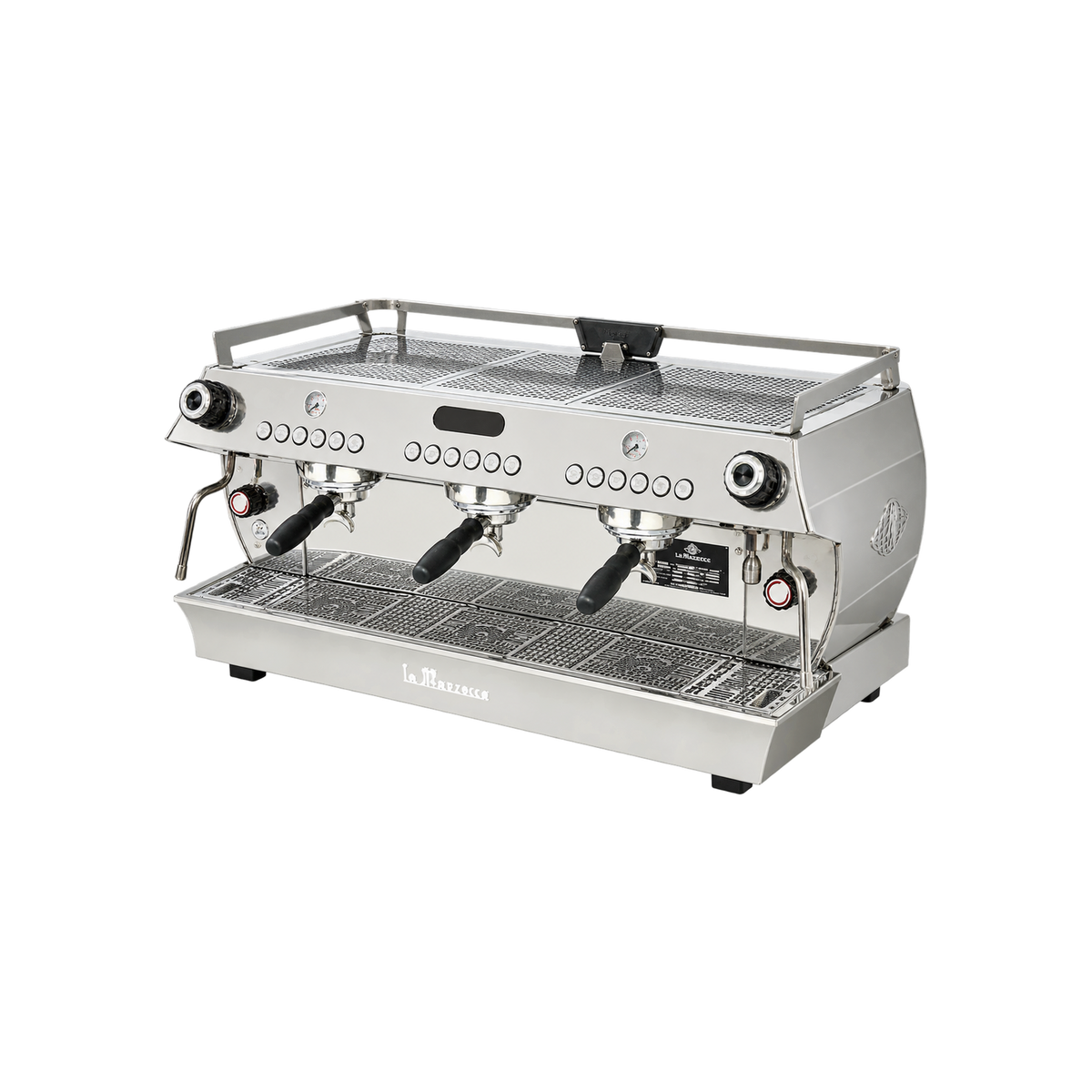La Marzocco GB5 X AV Espresso Machine — 3 Group; consistent elevated view, square transparent image