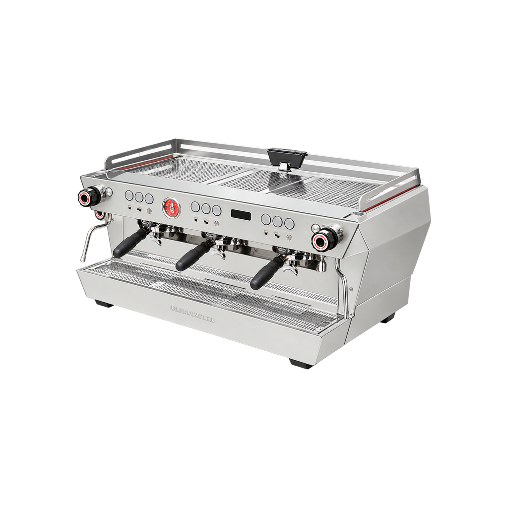 La Marzocco - KB90 Espresso Machine Two Group and Three Group — 3 Group; consistent elevated view, square transparent image