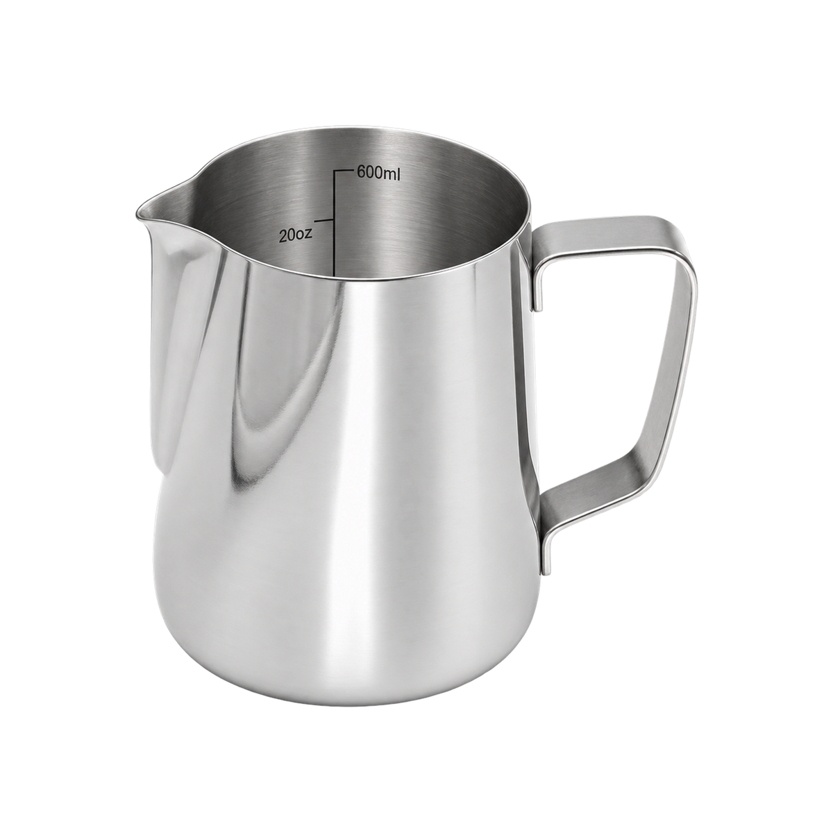 Precise Professional Milk Pitcher — 20oz; consistent elevated view, square transparent image