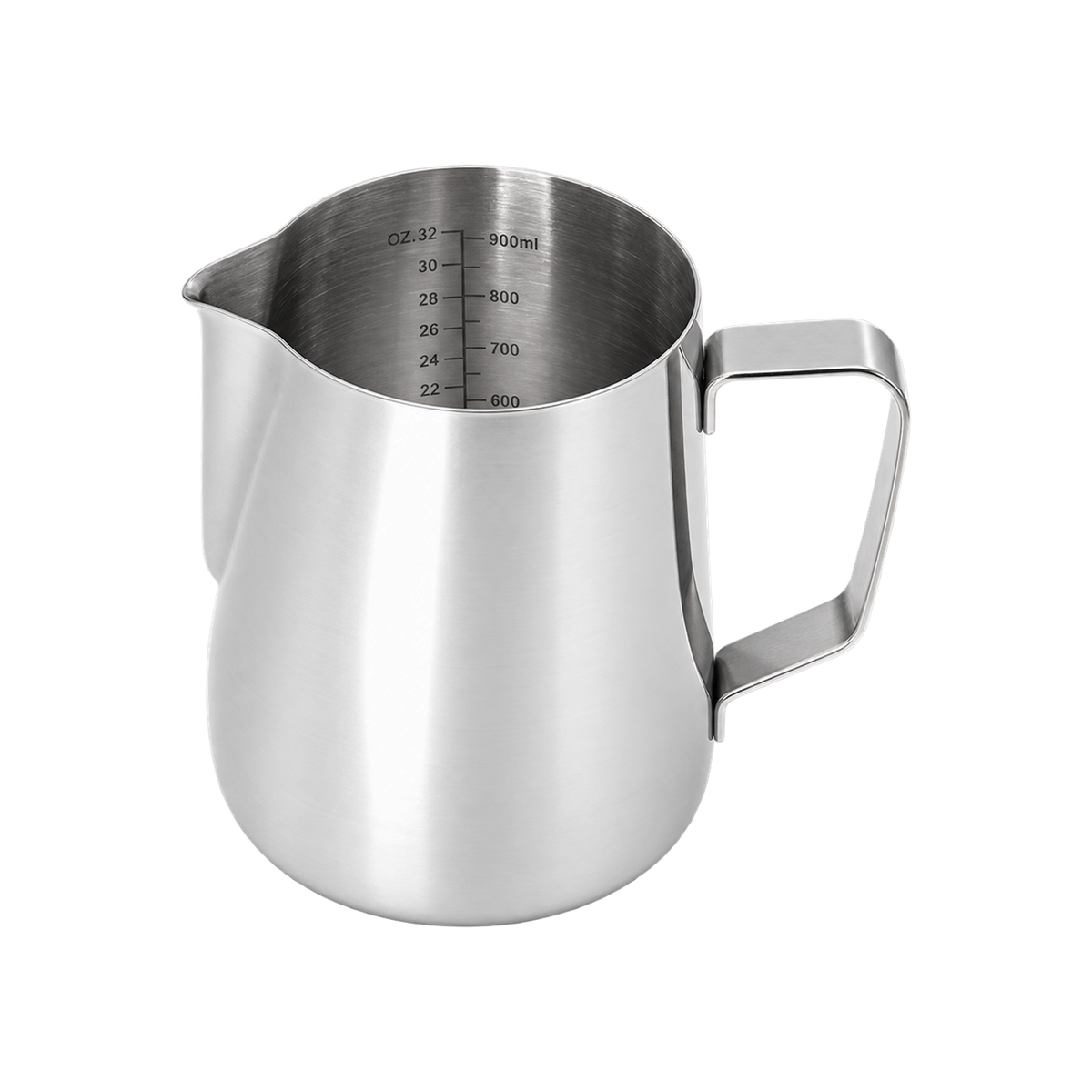 Precise Professional Milk Pitcher — 32oz; consistent elevated view, square transparent image