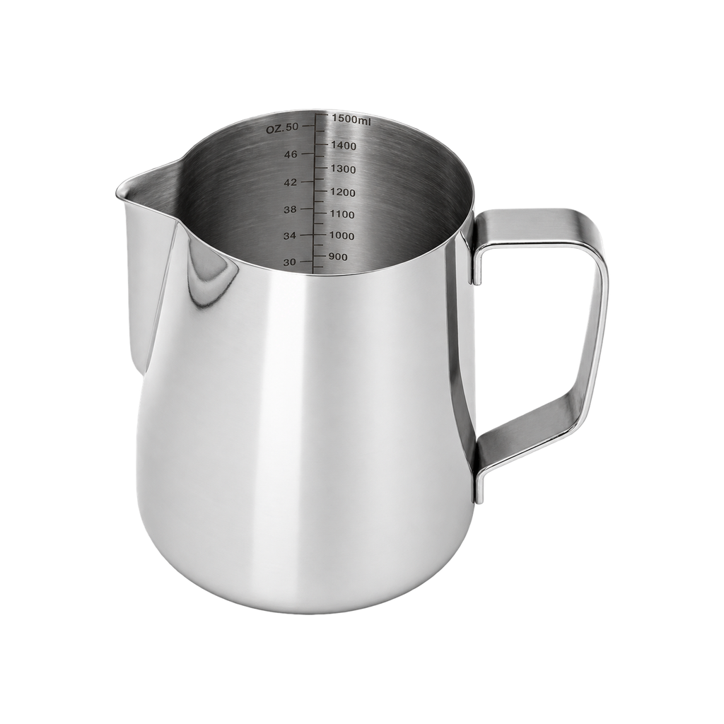 Precise Professional Milk Pitcher — 50oz; consistent elevated view, square transparent image