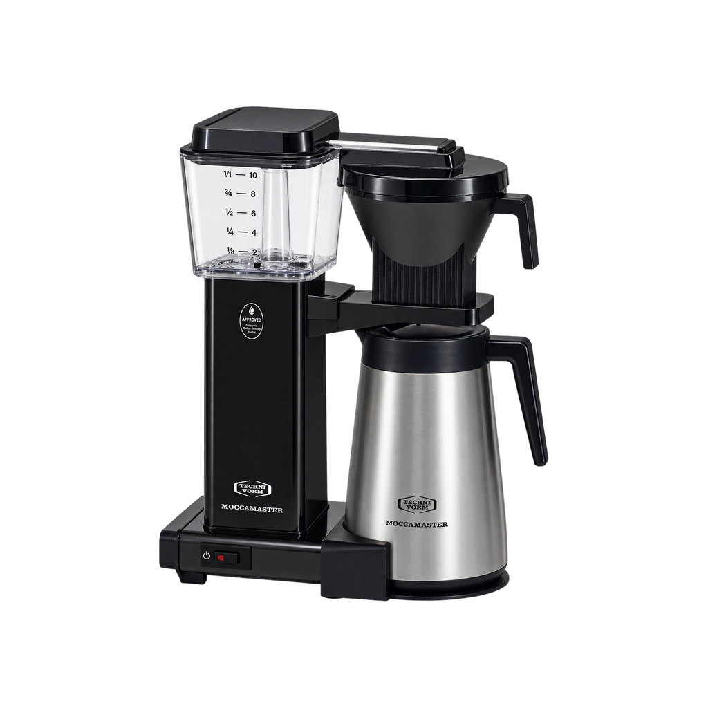 Moccamaster KBGT Coffee Machine — Black; consistent elevated view, square transparent image