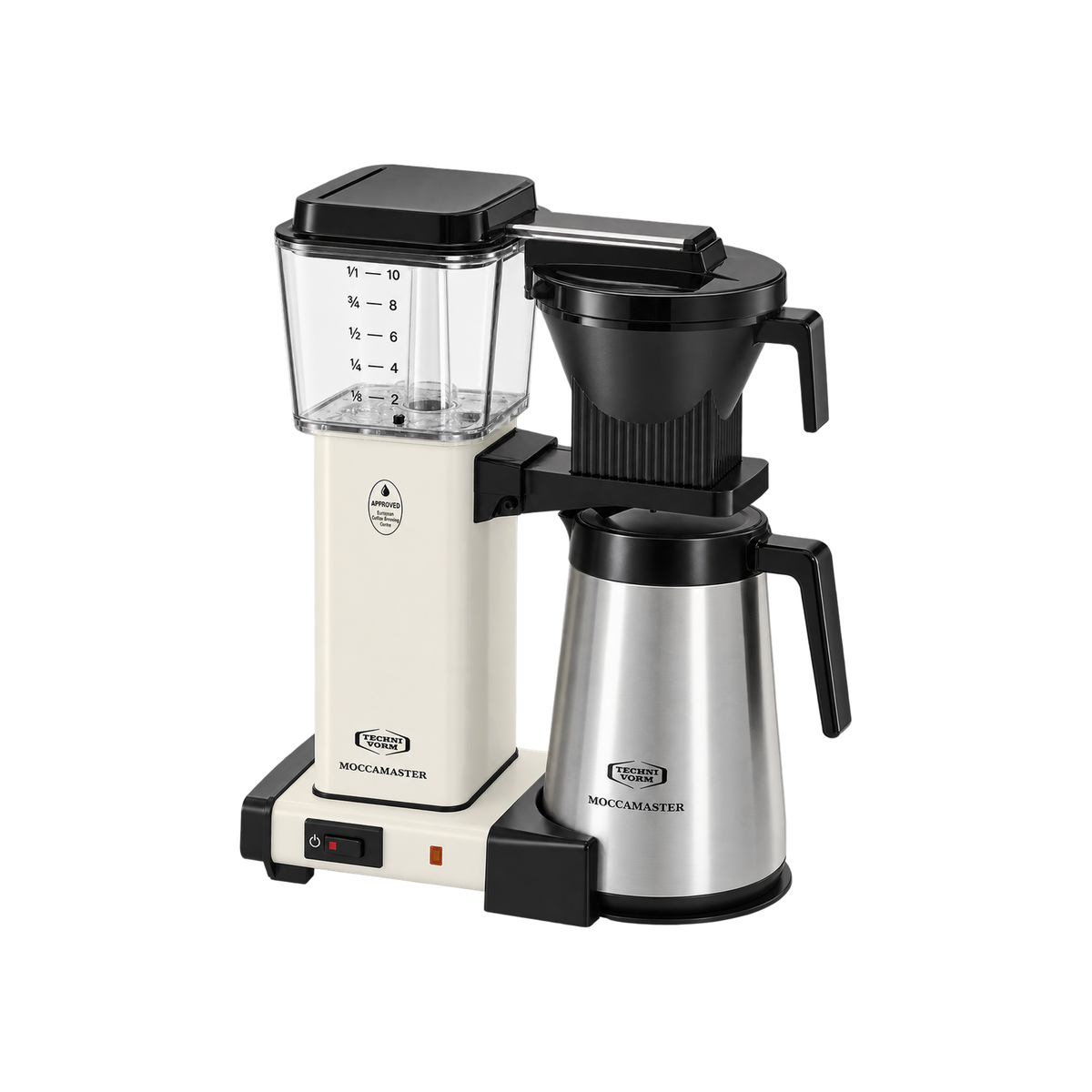 Moccamaster KBGT Coffee Machine — White; consistent elevated view, square transparent image