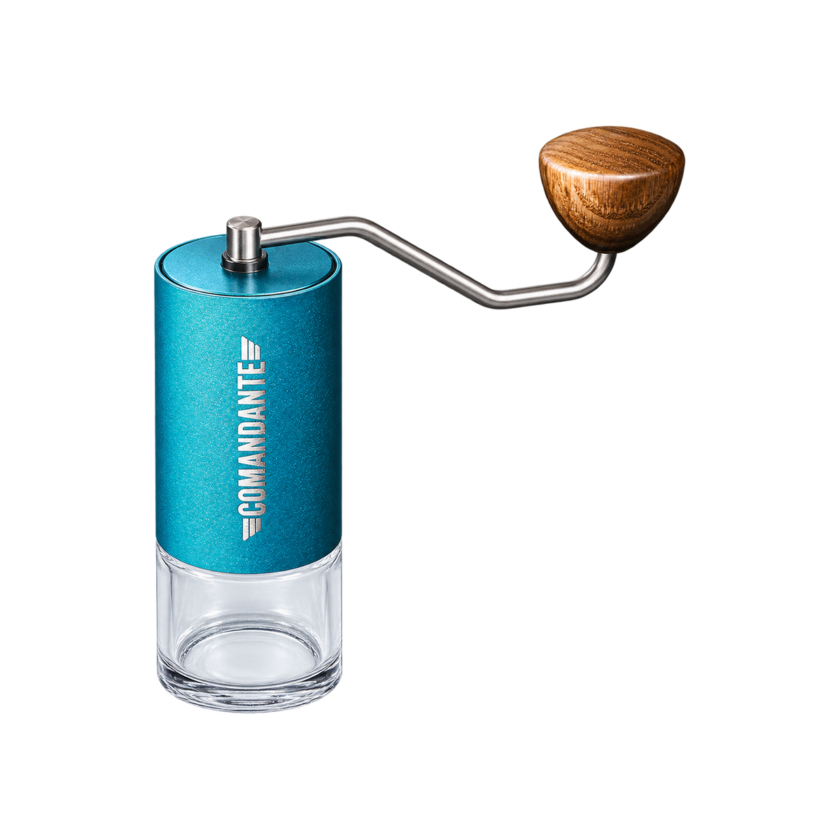 Comandante - C40 MK4 Nitro Blade Coffee Grinder - Steel Coating — Alpine Lagoon; consistent elevated view, square transparent image