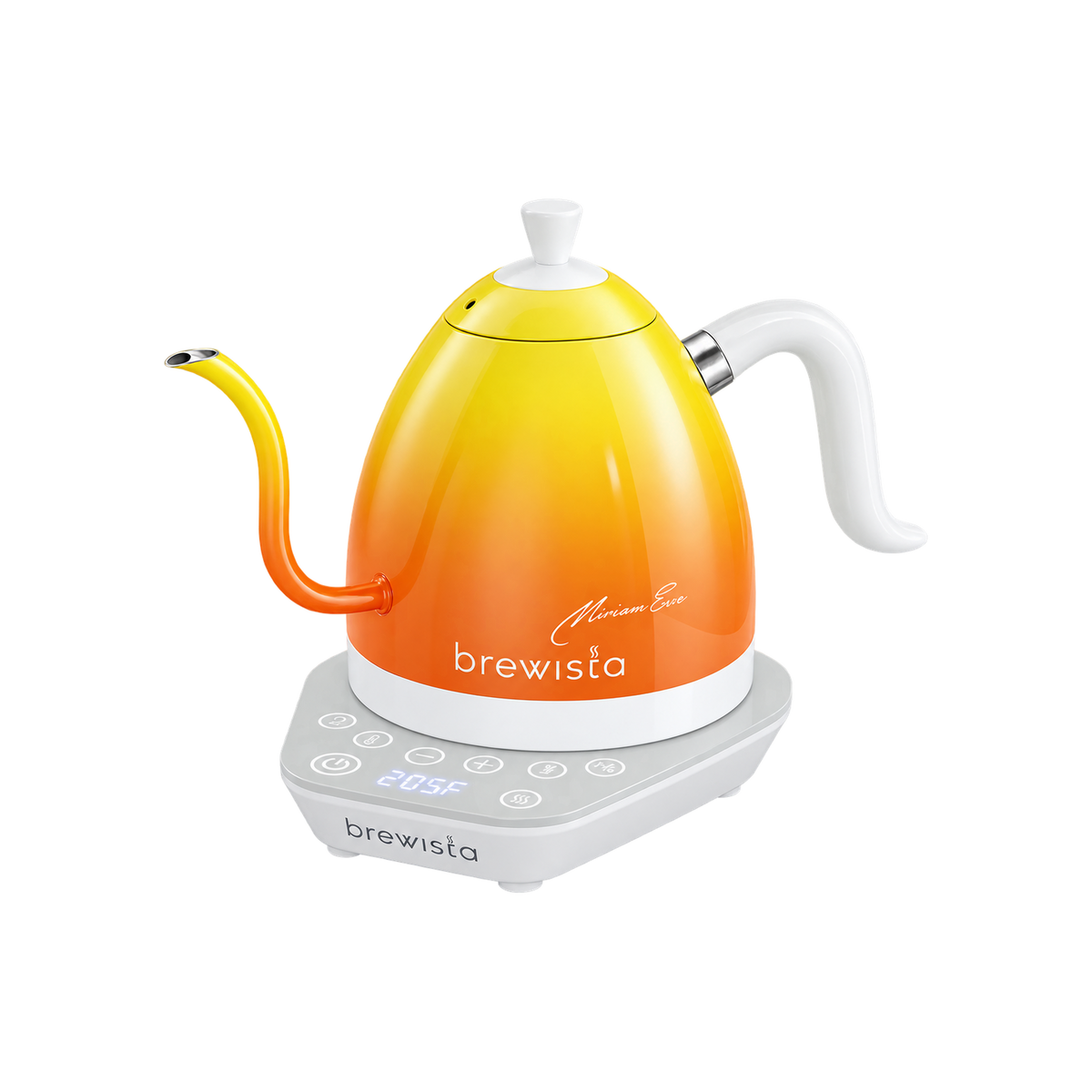 Brewista Candy Kettle 1L — Candy Orange; consistent elevated view, square transparent image