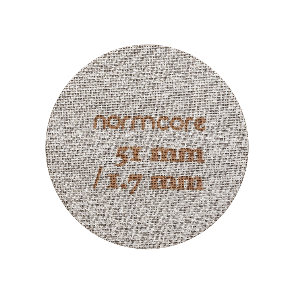 Normcore Puck Screen 316 Stainless Steel — 51mm; consistent elevated view, square transparent image