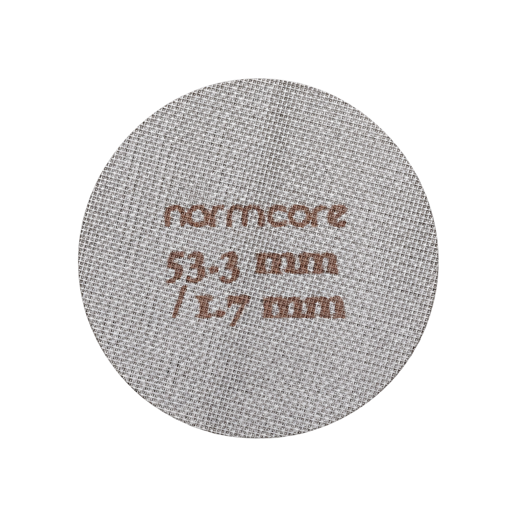 Normcore Puck Screen 316 Stainless Steel — 53.3mm; consistent elevated view, square transparent image