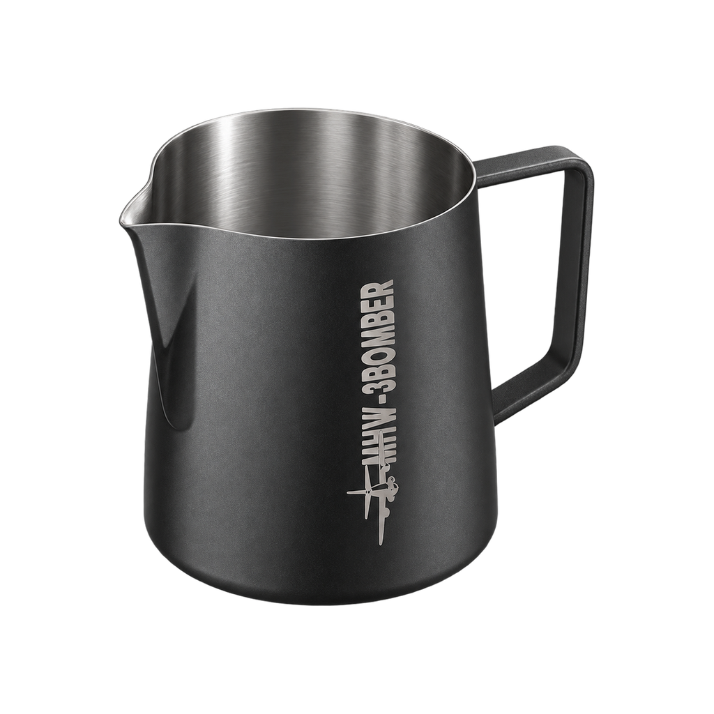 MHW-3Bomber - Milk Pitcher 5.0 600ml — Matte Black; consistent elevated view, square transparent image