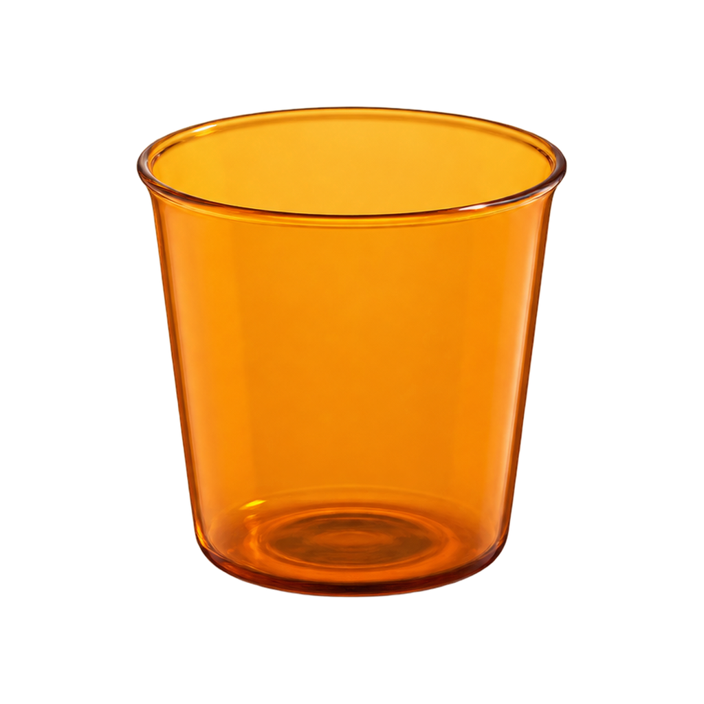 Kinto Cast Amber Glass — 250 ml; consistent elevated view, square transparent image