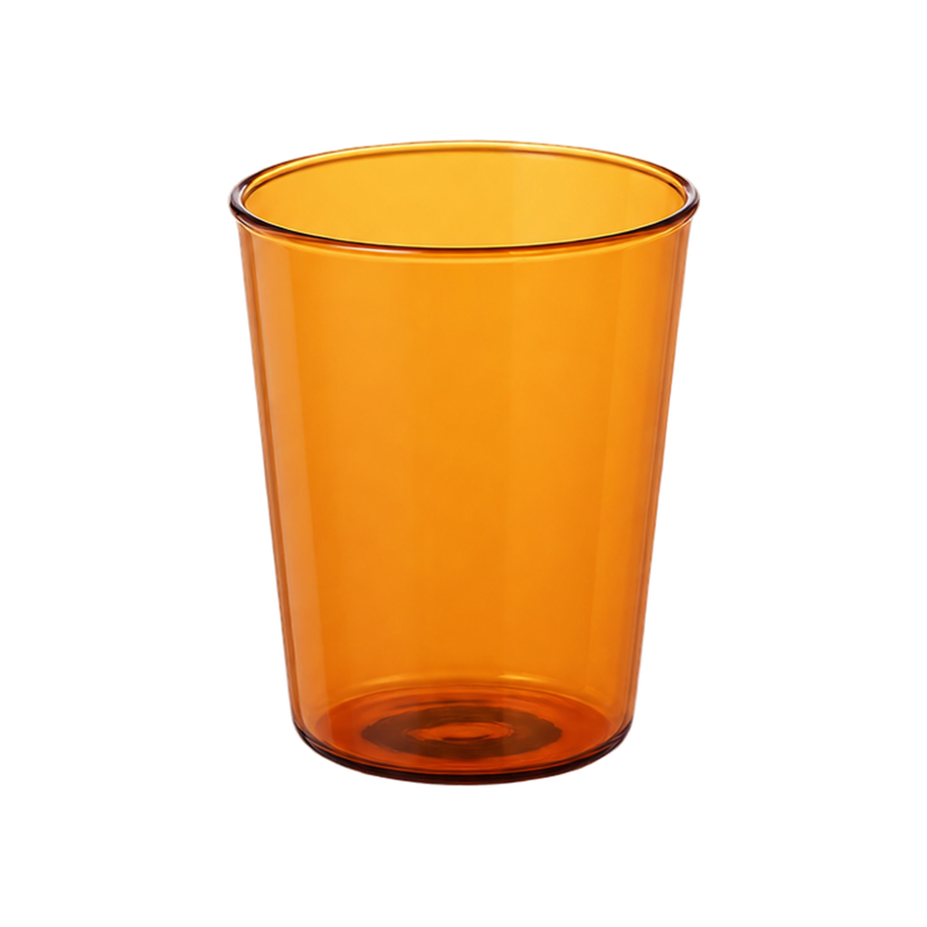 Kinto Cast Amber Glass — 350 ml; consistent elevated view, square transparent image