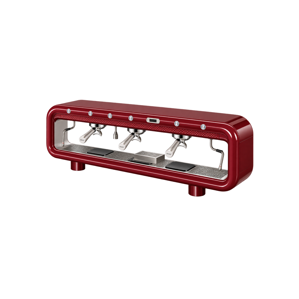Aremde Nexus One Gravimetric — 3 Groups / Merlot Red; consistent elevated view, square transparent image