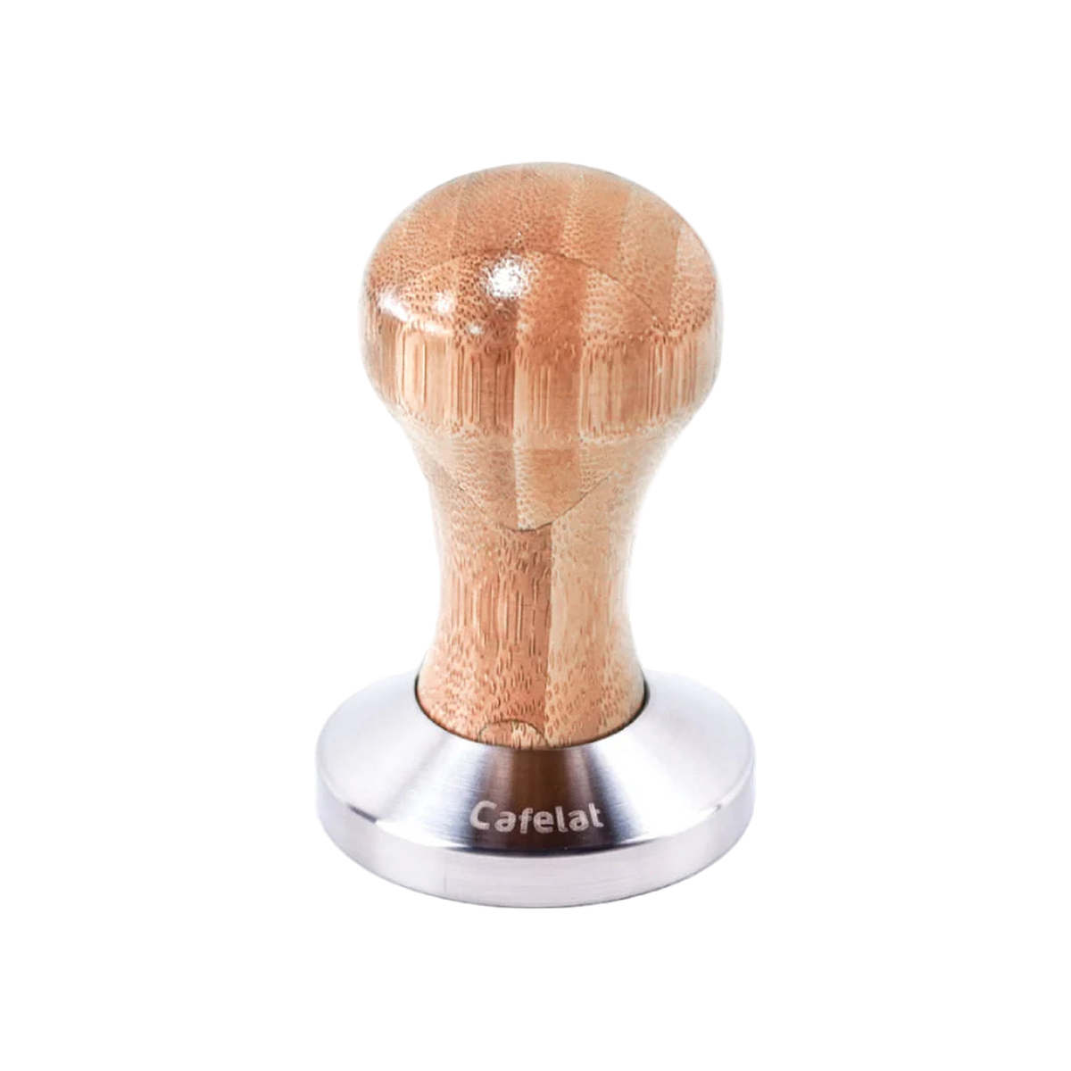 Cafelat Espresso Tamper - Bamboo Wood Handle — 51 MM, 53 MM, 58.5 MM; consistent elevated view, square transparent image