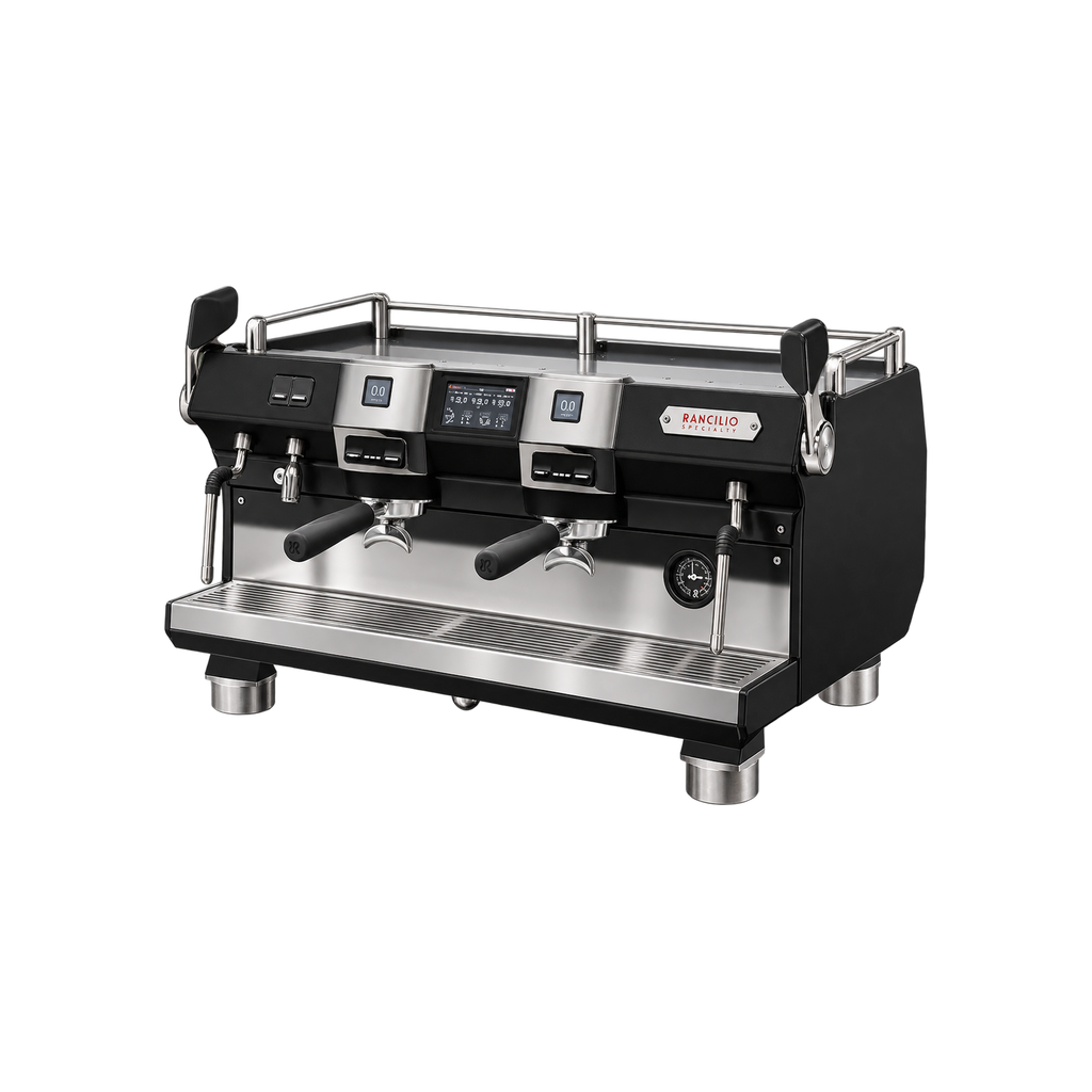 Rancilio Specialty RS1 — 2 Group / Black / Without; consistent elevated view, square transparent image