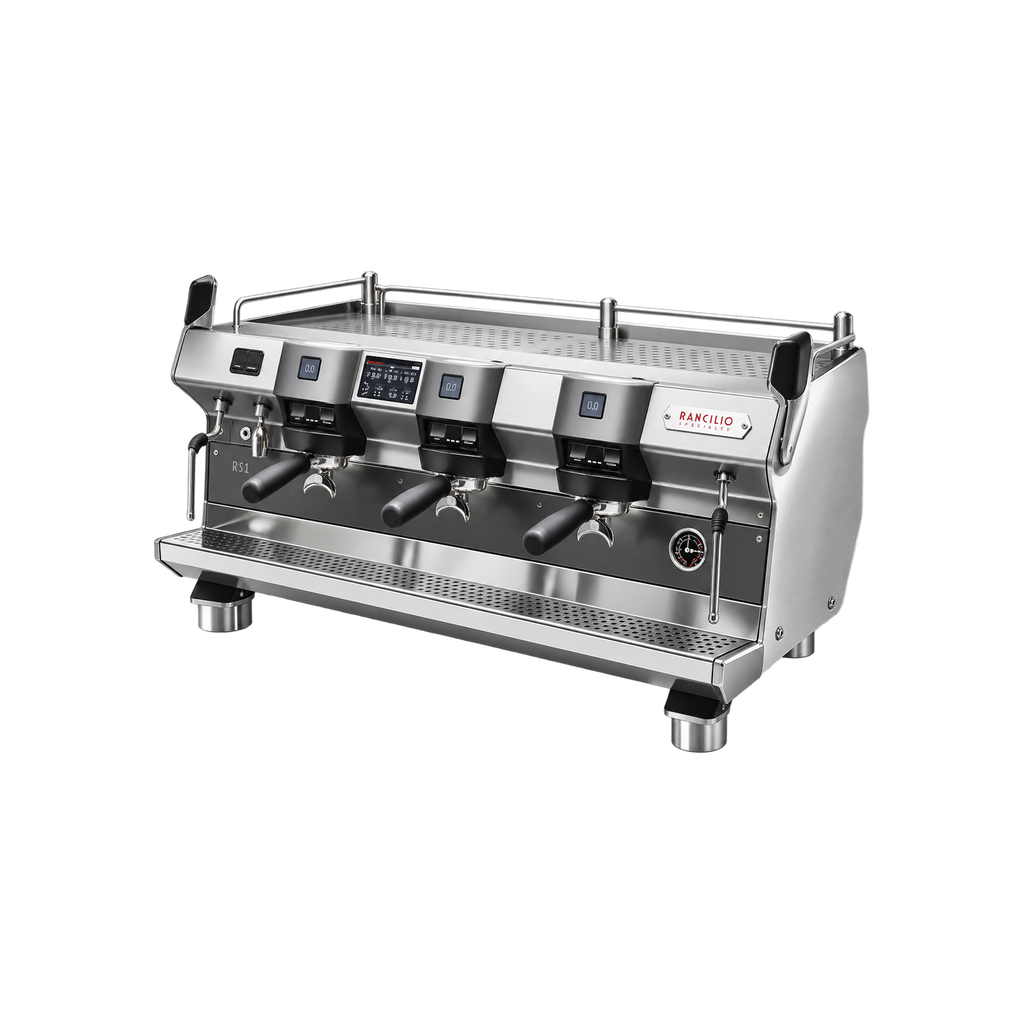Rancilio Specialty RS1 — 3 Group / Steel / Without; consistent elevated view, square transparent image