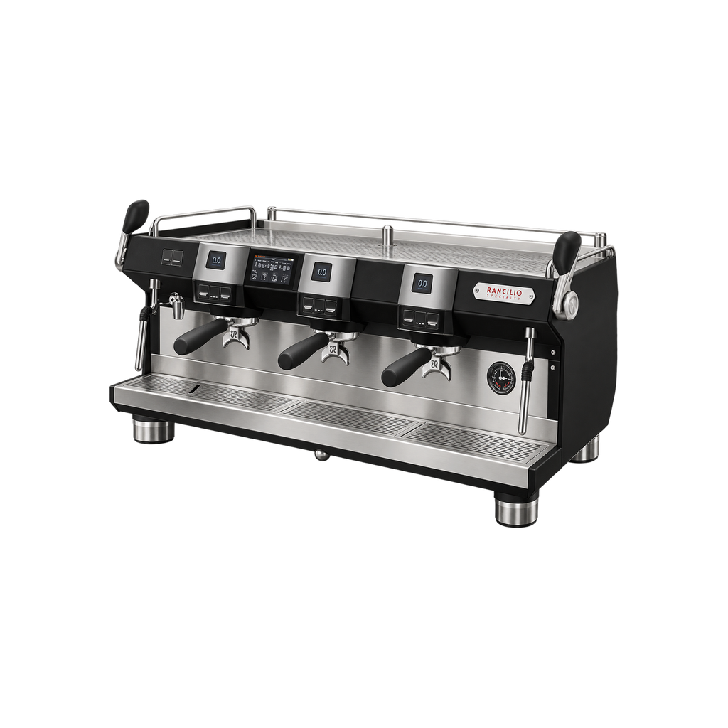 Rancilio Specialty RS1 — 3 Group / Black / Without; consistent elevated view, square transparent image