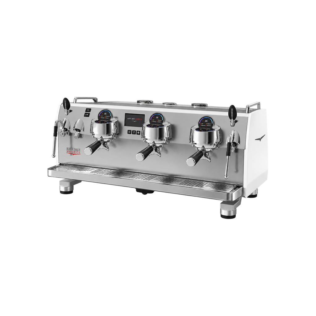 Victoria Arduino Black Eagle Maverick Core — 3 Group / White; consistent elevated view, square transparent image