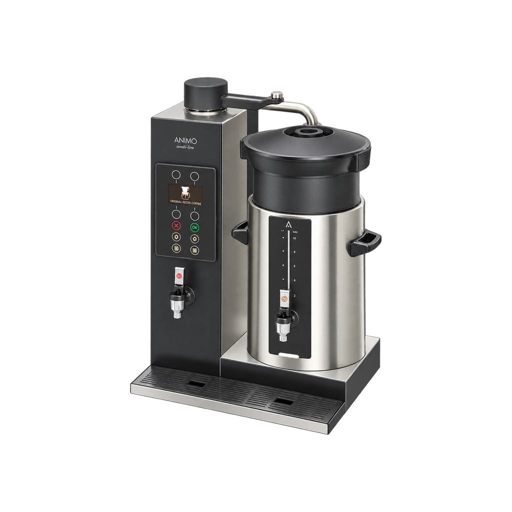 Animo CB 1X10 With Water, Filter Coffee Machine — Water-L; consistent elevated view, square transparent image