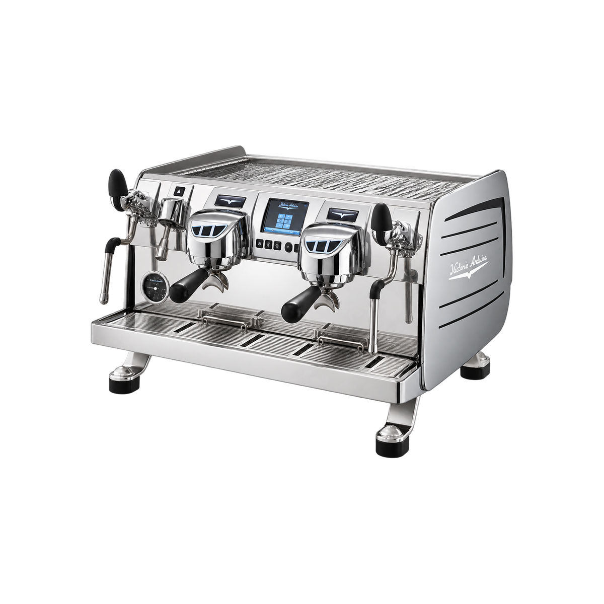 Victoria Arduino 388 Black Eagle Gravitech 2 Group — Steel / With Easy Cream System; consistent elevated view, square transparent image