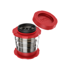 Cafflano Kompact — Red; consistent elevated view, square transparent image