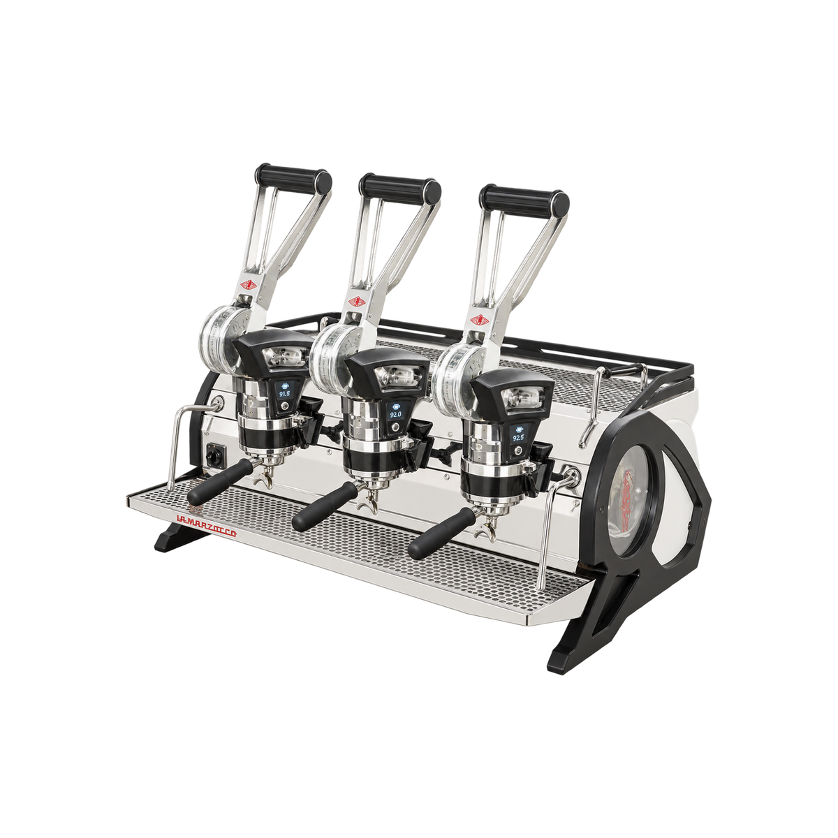 La Marzocco LEVA - X — 3 Group; consistent elevated view, square transparent image