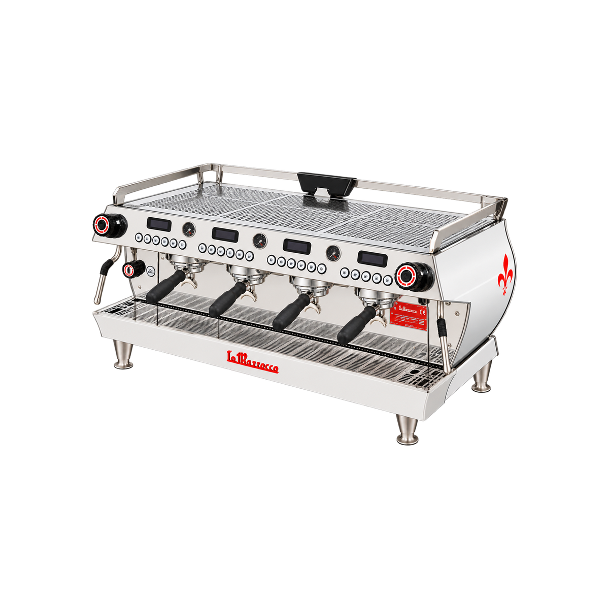La Marzocco GB5 S — 4 Groups; consistent elevated view, square transparent image