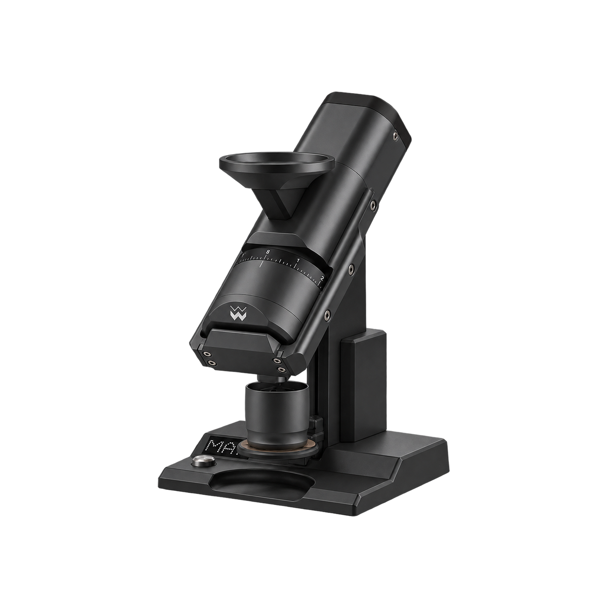 Weber Workshops EG-1 Coffee Grinder — Onyx / Core, Onyx / Ultra; consistent elevated view, square transparent image