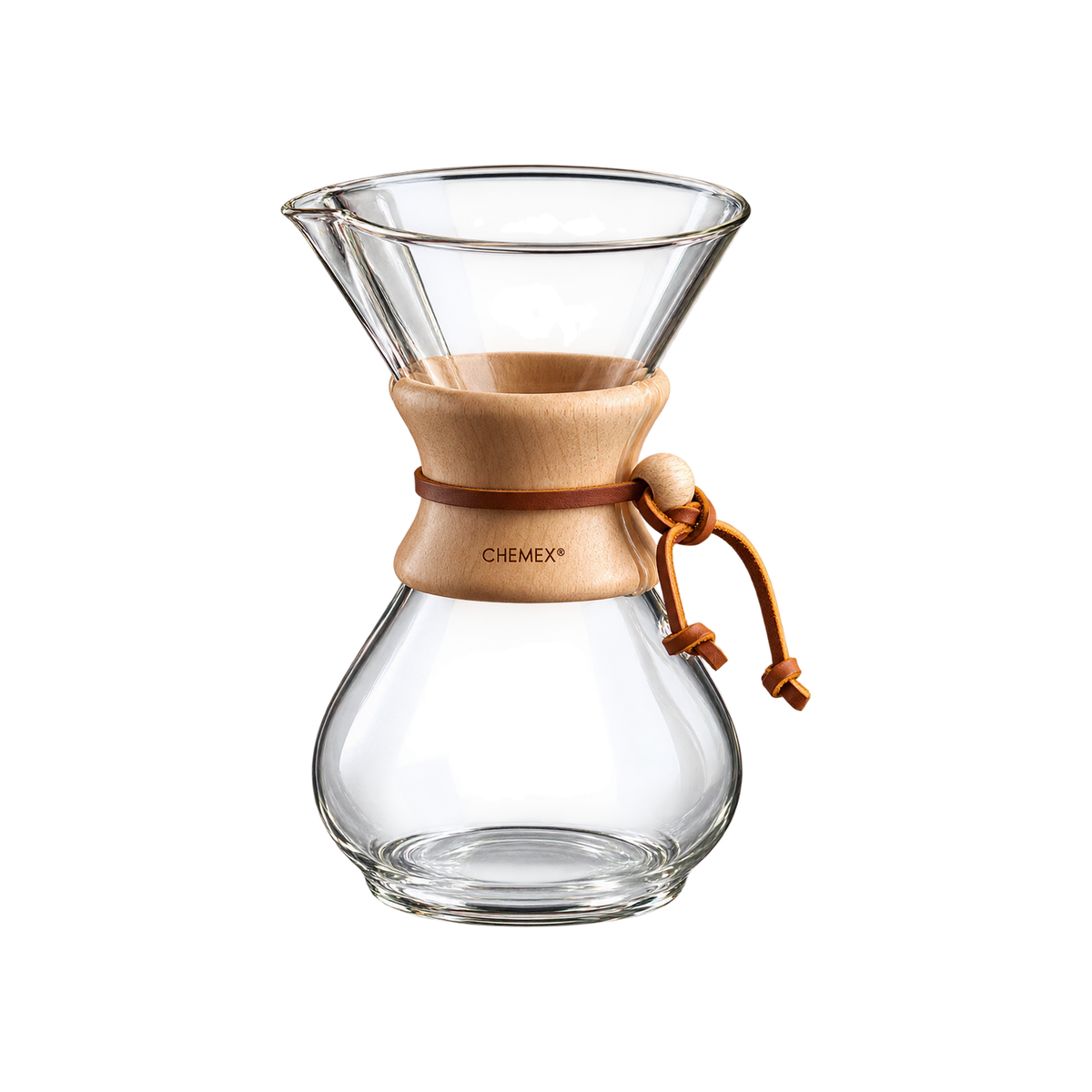 Chemex 6 Cup Classic Coffeemaker — Default Title; consistent elevated view, square transparent image