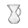 Chemex 6-Cup Glass Handle Coffeemaker — Standard; consistent elevated view, square transparent image