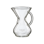 Chemex 6-Cup Glass Handle Coffeemaker — Standard; consistent elevated view, square transparent image