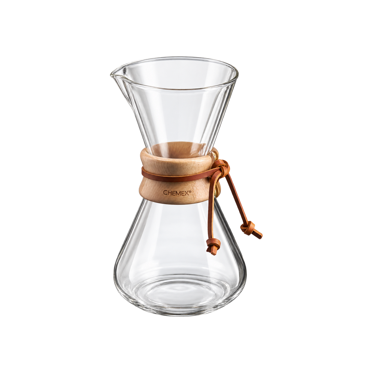 Chemex Classic Series Coffeemaker — ; consistent elevated view, square transparent image