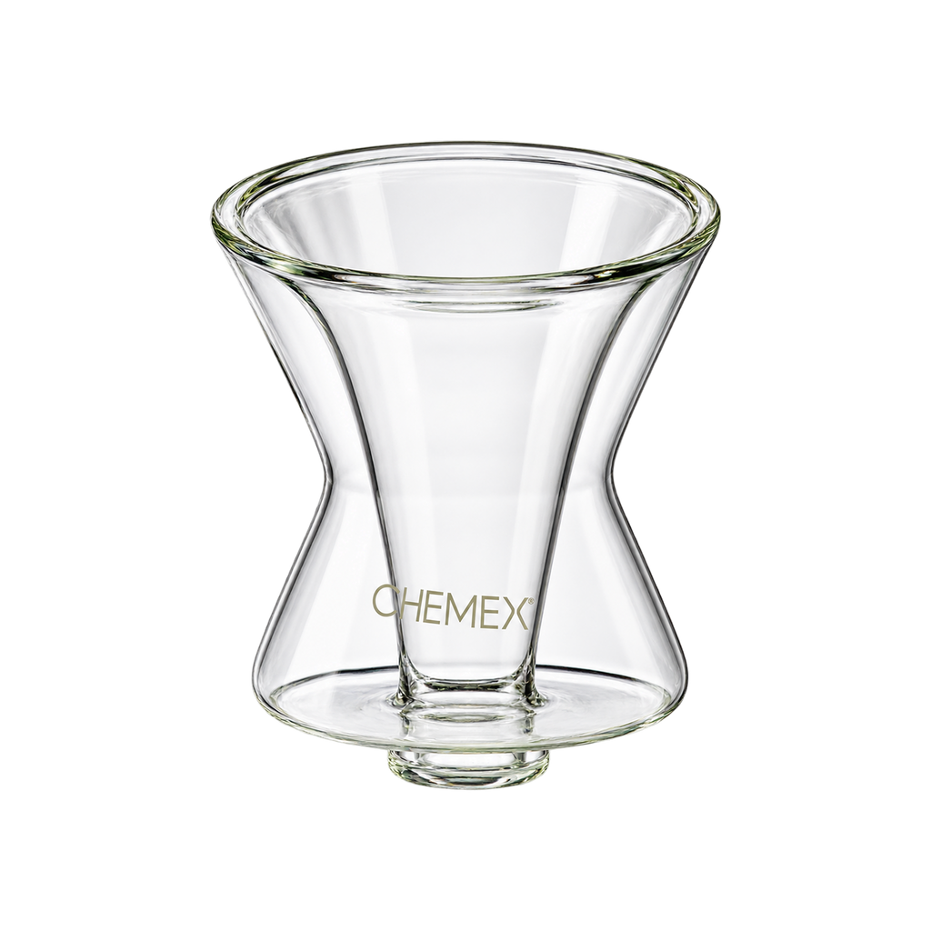 Chemex Funnex Coffee Maker — Glass; consistent elevated view, square transparent image