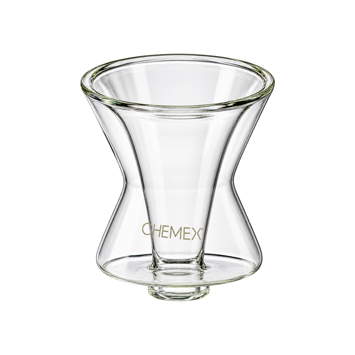 Chemex Funnex Coffee Maker — Glass; consistent elevated view, square transparent image
